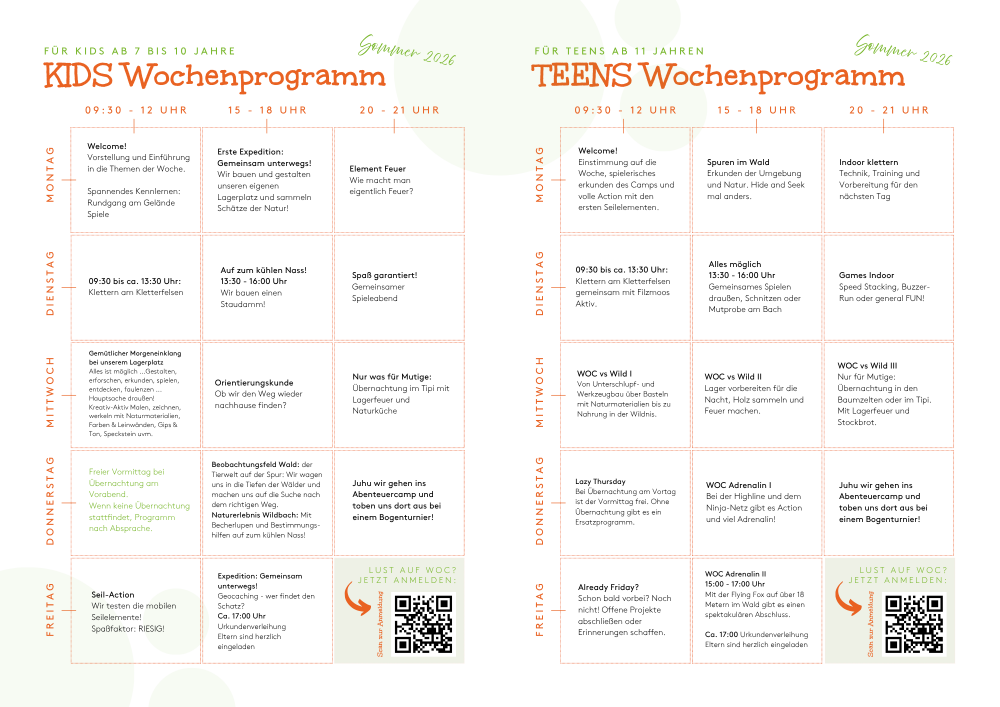 Das Wochenprogramm für alle Kids und Teens